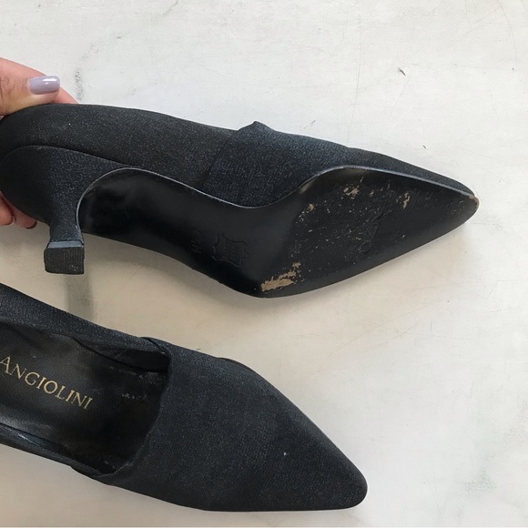 ENZO ANGIOLINI pointy black heels shimmer vintage - Picture 4 of 4